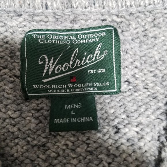 Woolrich Woolen Mills gray wool blend sweater men's size large 13039 - Picture 4 of 9
